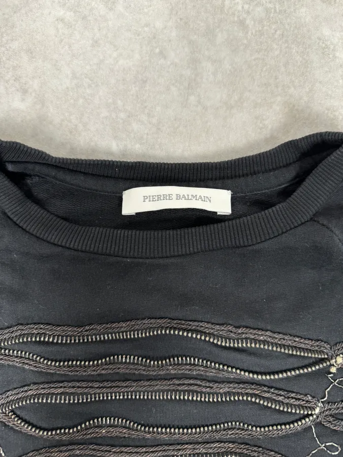 2010s Pierre Balmain Officer Zip Black Sweater - Image 8