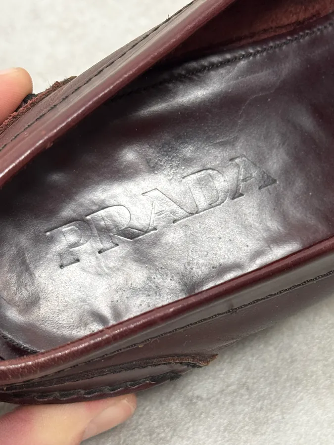 2010s Prada Bordeaux Brown Classy Leather Loafers - Image 6