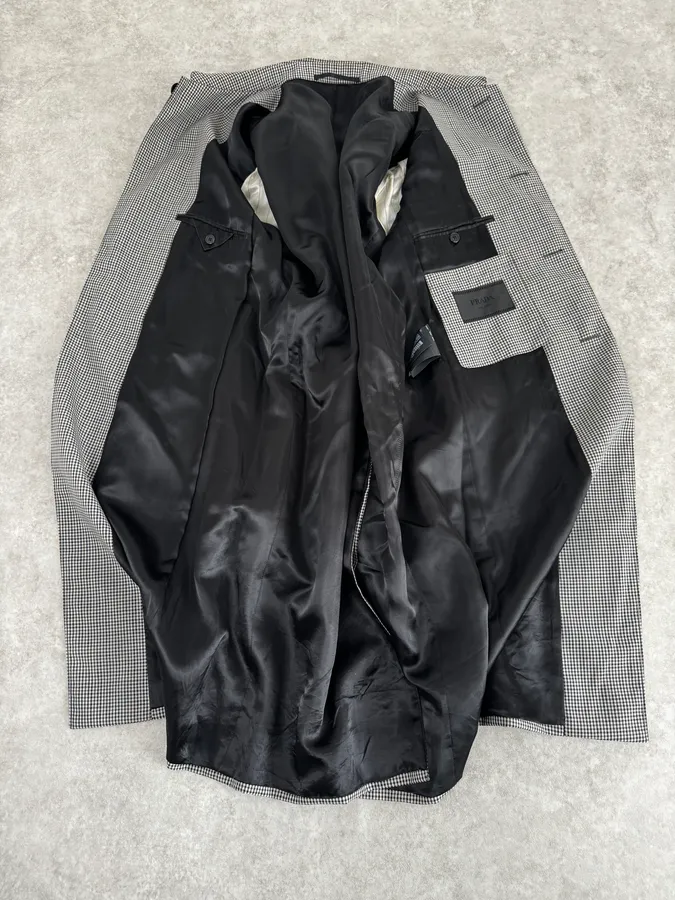 2010s Prada Checkered Classy Houndstooth Trench Coat - Image 7