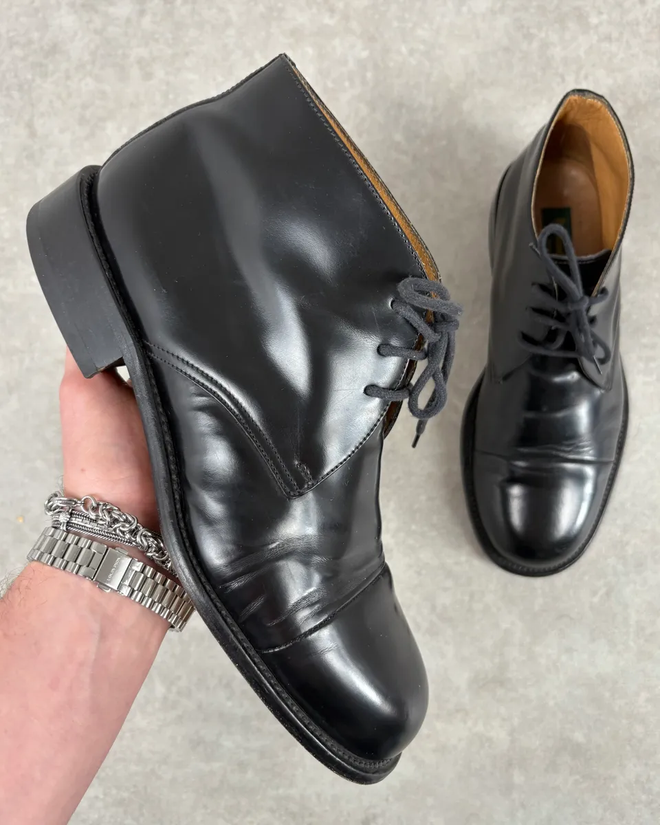 2010s Prada Classy Black Leather Derby Shoes