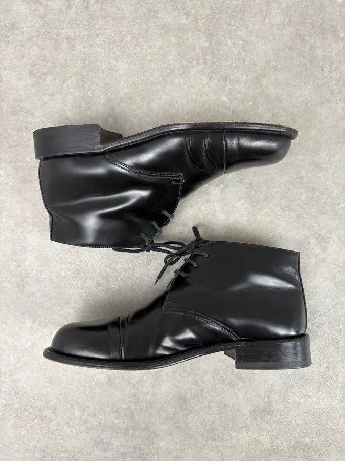 2010s Prada Classy Black Leather Derby Shoes - Image 3
