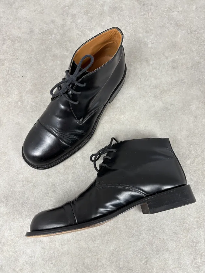 2010s Prada Classy Black Leather Derby Shoes - Image 4