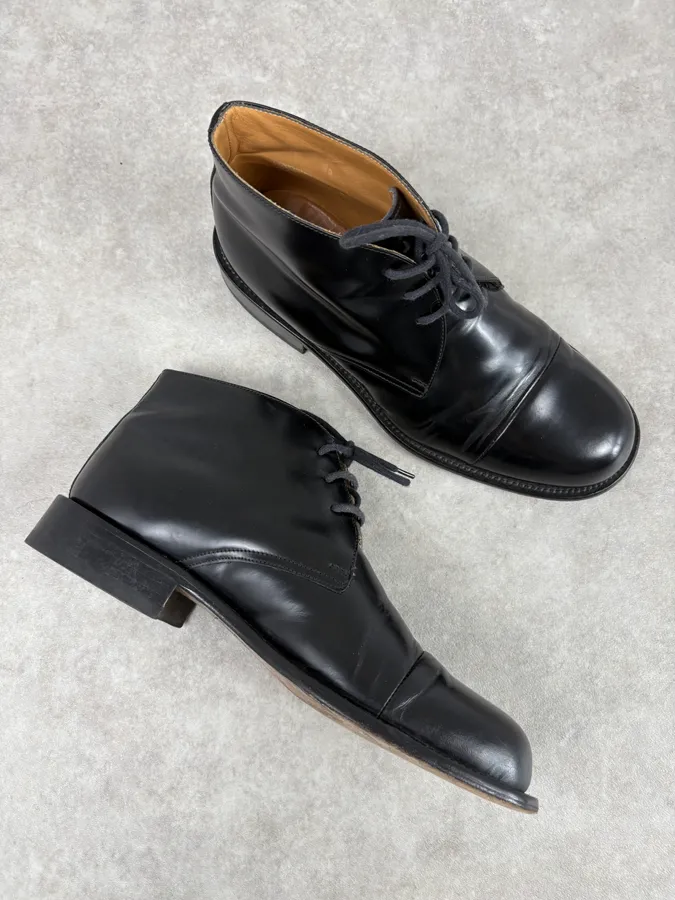 2010s Prada Classy Black Leather Derby Shoes - Image 5
