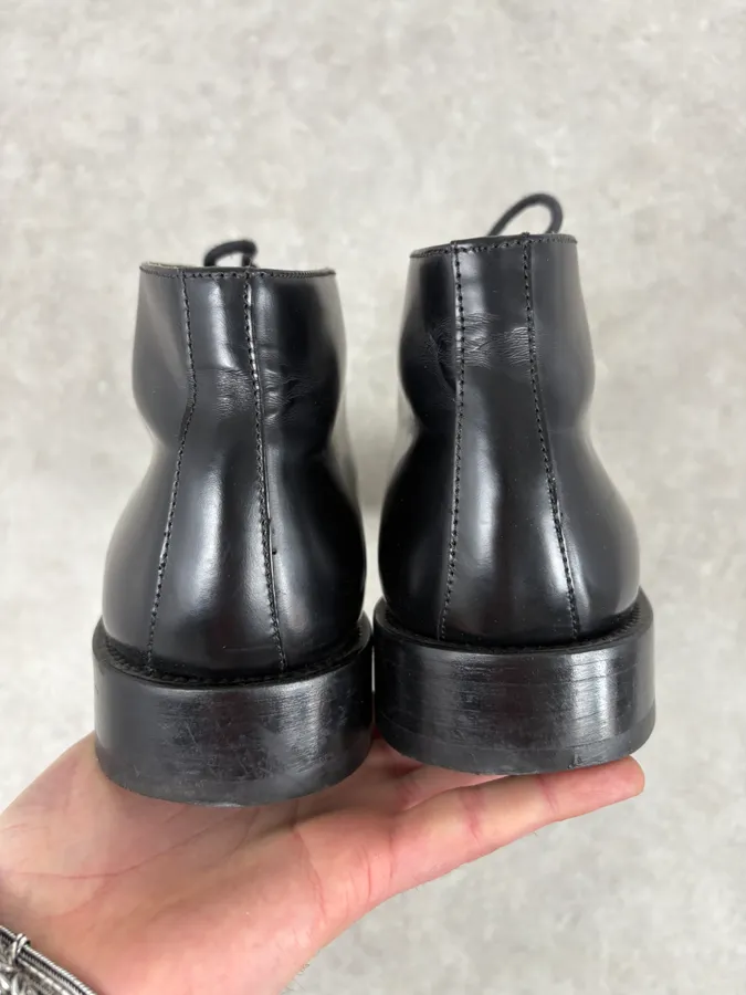 2010s Prada Classy Black Leather Derby Shoes - Image 6