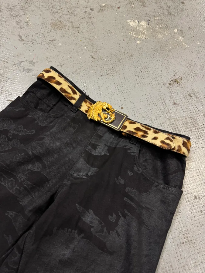 2010s Prada Golden Dragon Snake Battle Buckle Cow Leather Belt - Image 2