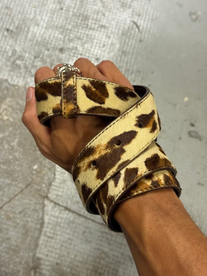 2010s Prada Golden Dragon Snake Battle Buckle Cow Leather Belt - Image 4