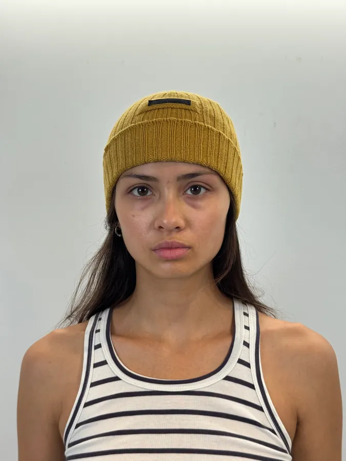 2010s Prada Yellow Cashmere Beanie - Image 2