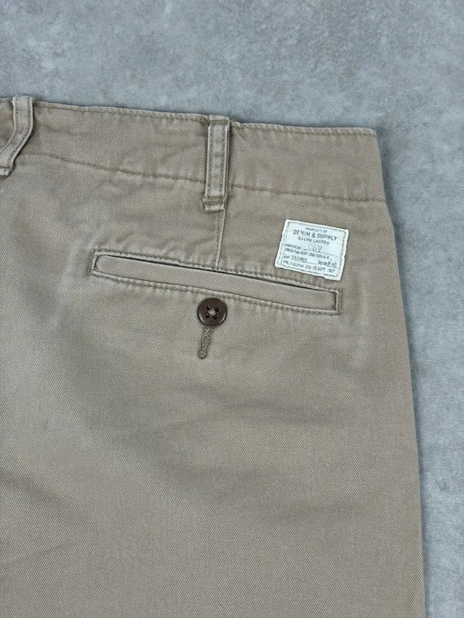 2010s Ralph Lauren Beige  American Flag Distressed Shorts - Image 8