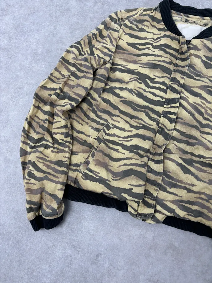 2010s Ralph Lauren Beige Zebra Print Bomber Jacket - Image 8