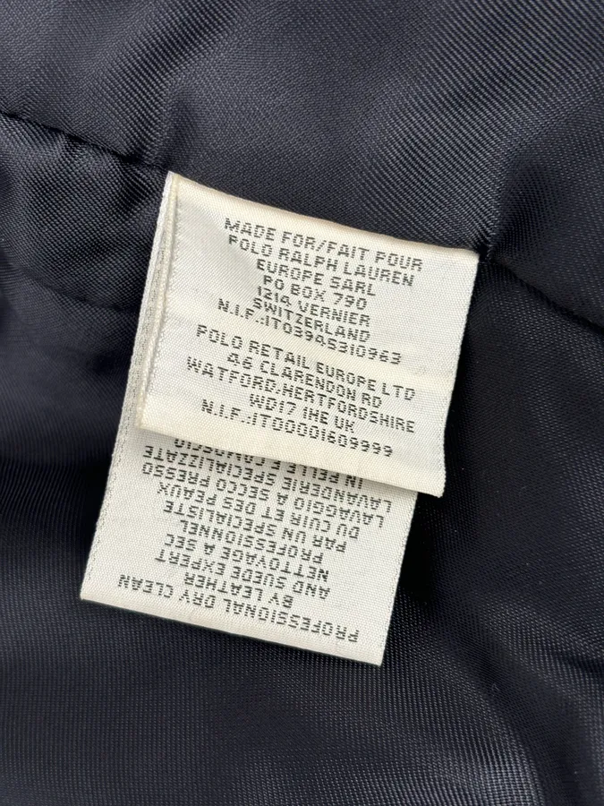 2010s Ralph Lauren Black Buffalo Leather American Flag Biker Jacket - Image 10