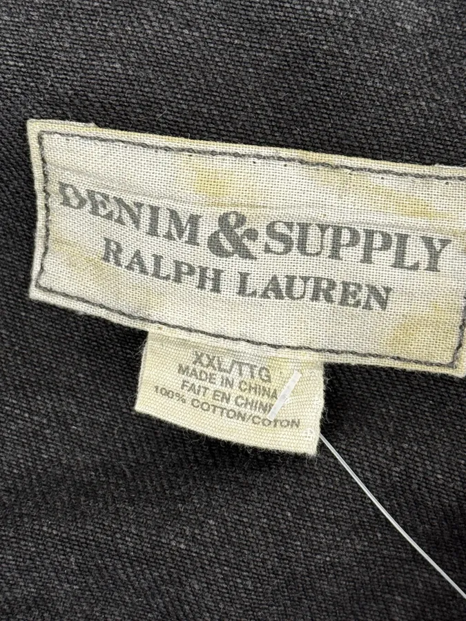 2010s Ralph Lauren Black Distressed USA Flag Denim Jacket - Image 13