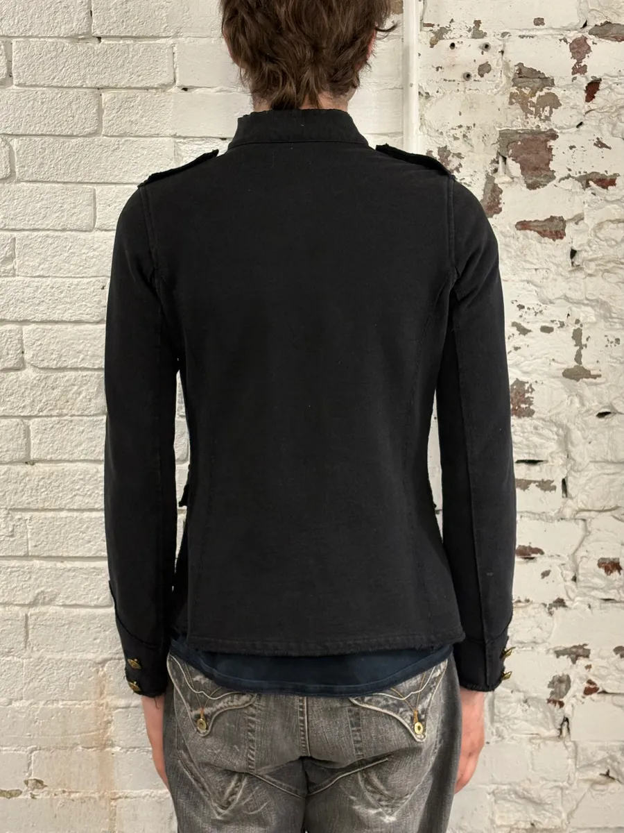 2010s Ralph Lauren Black Officer Buttoned Jacket - Image 3