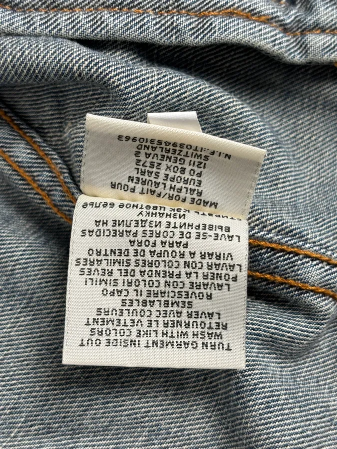 2010s Ralph Lauren Blue Camo Distressed Denim Jacket - Image 10