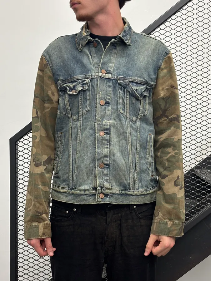 2010s Ralph Lauren Blue Denim Camo Sleeves Jacket