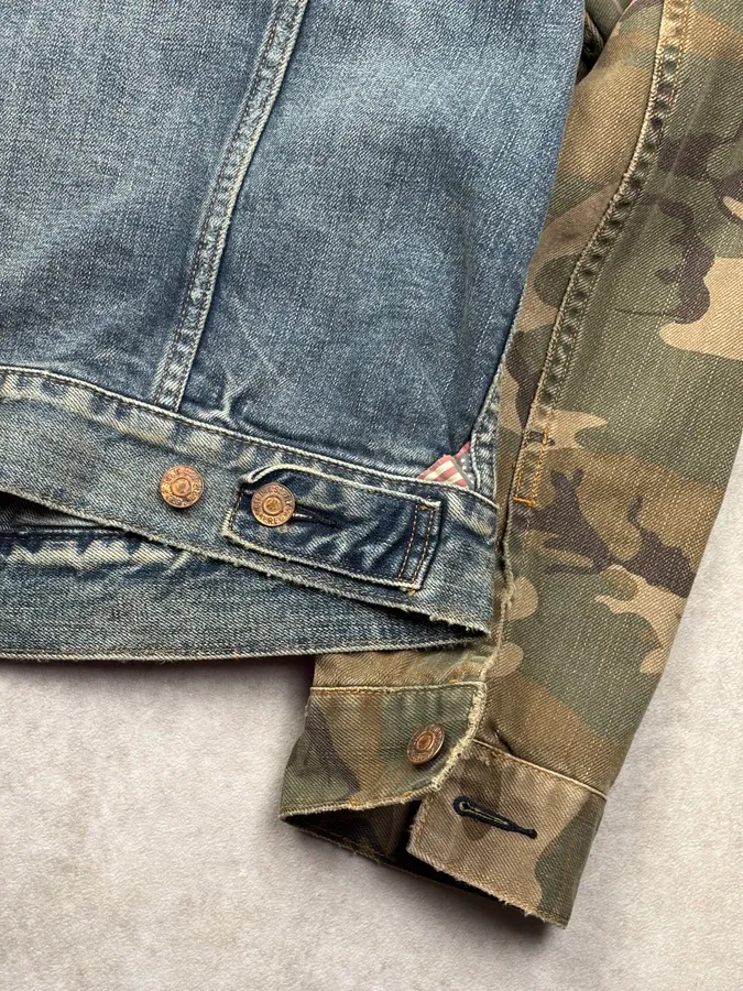 2010s Ralph Lauren Blue Denim Camo Sleeves Jacket - Image 10