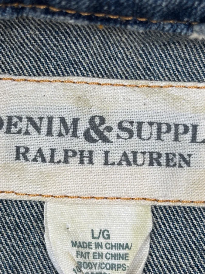 2010s Ralph Lauren Blue Denim Camo Sleeves Jacket - Image 12