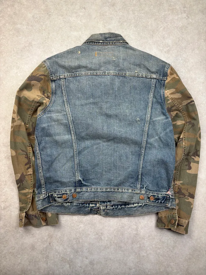 2010s Ralph Lauren Blue Denim Camo Sleeves Jacket - Image 5