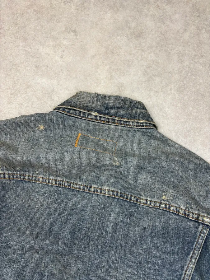 2010s Ralph Lauren Blue Denim Camo Sleeves Jacket - Image 6