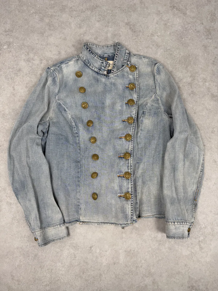 2010s Ralph Lauren Blue Denim Officer Napoleon Jacket - Image 3