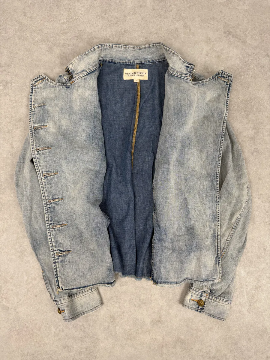 2010s Ralph Lauren Blue Denim Officer Napoleon Jacket - Image 5