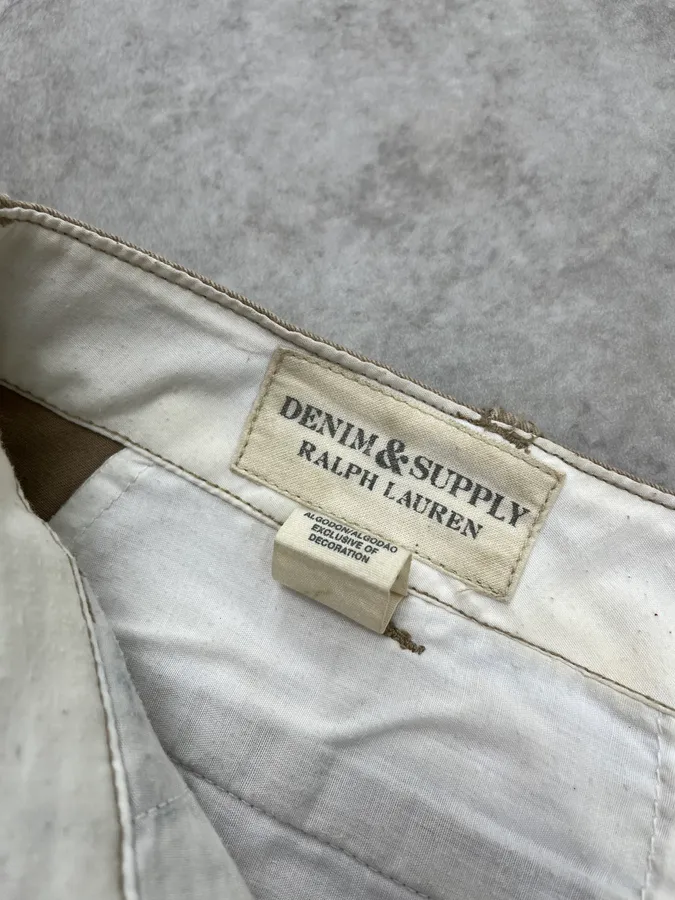 2010s Ralph Lauren Denim & Supply American Flag Distressed Beige Shorts - Image 9