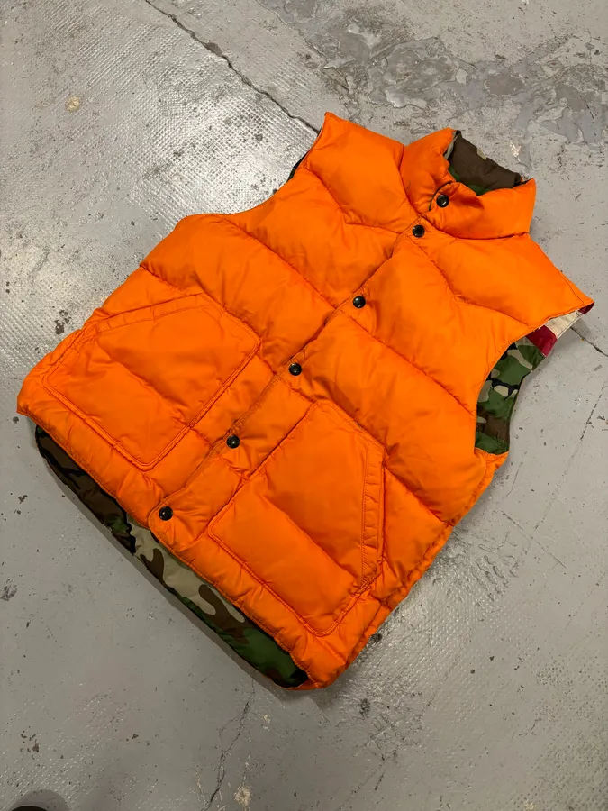 2010s Ralph Lauren Denim & Supply Orange Camo Reversible Puffer Vest - Image 8