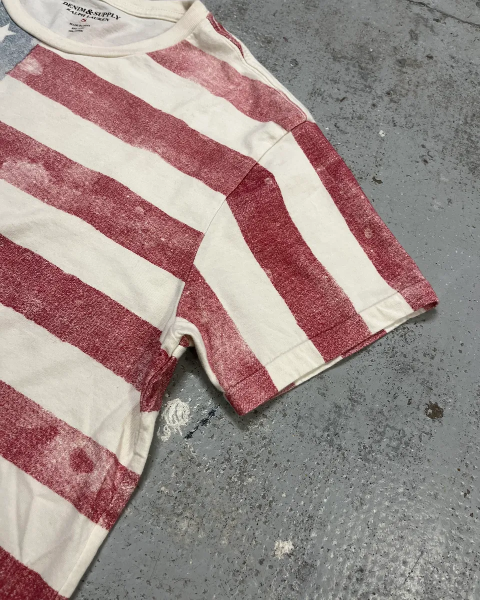 2010s Ralph Lauren Faded White USA Flag T-Shirt - Image 6