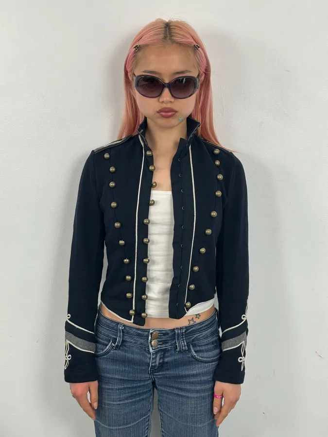 2010s Ralph Lauren Navy Embellished Buttoned Officer Jacket - Image 2