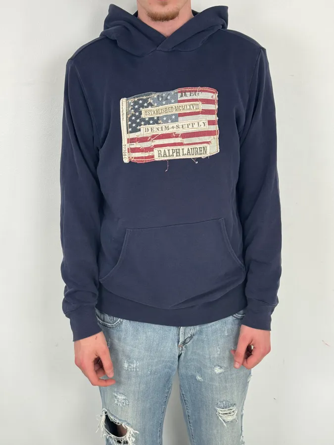 2010s Ralph Lauren Navy USA Flag Hoodie - Image 2