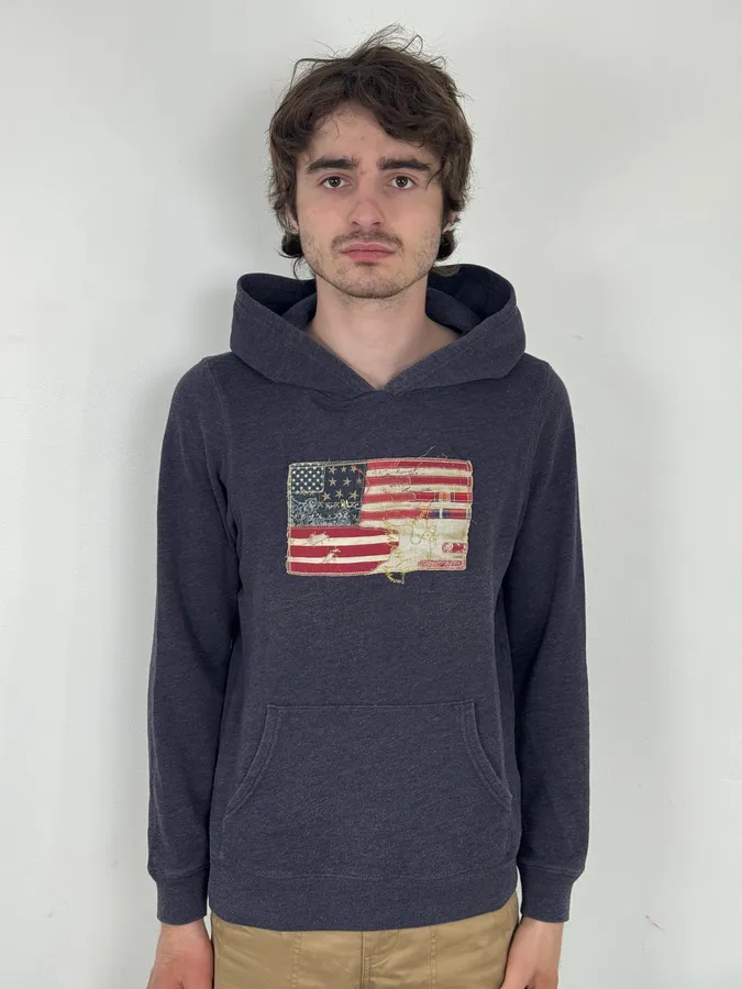 2010s Ralph Lauren Navy USA Flag Hoodie - Image 2