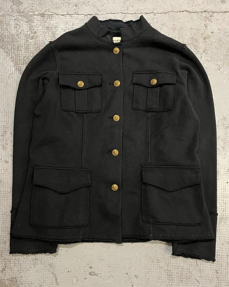 2010s Ralph Lauren Officer Gold Buttoned Multi Pockets Black Jacket - Image 4