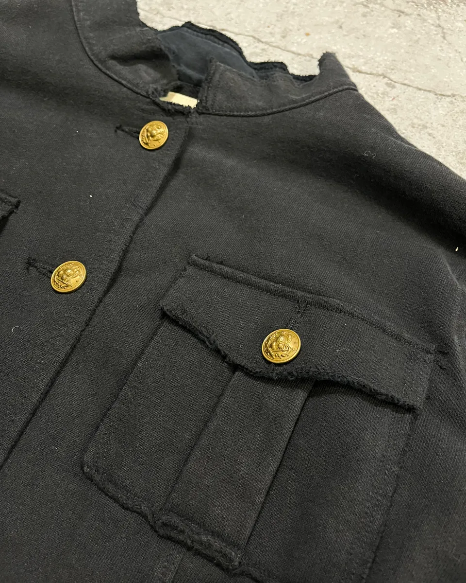 2010s Ralph Lauren Officer Gold Buttoned Multi Pockets Black Jacket - Image 7