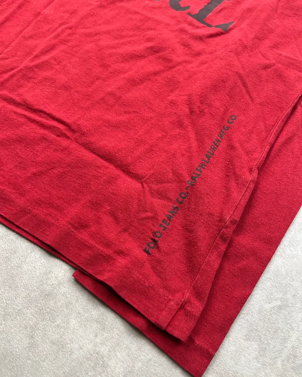 2010s Ralph Lauren Red 67 Embroidered Longsleeve T-Shirt - Image 8
