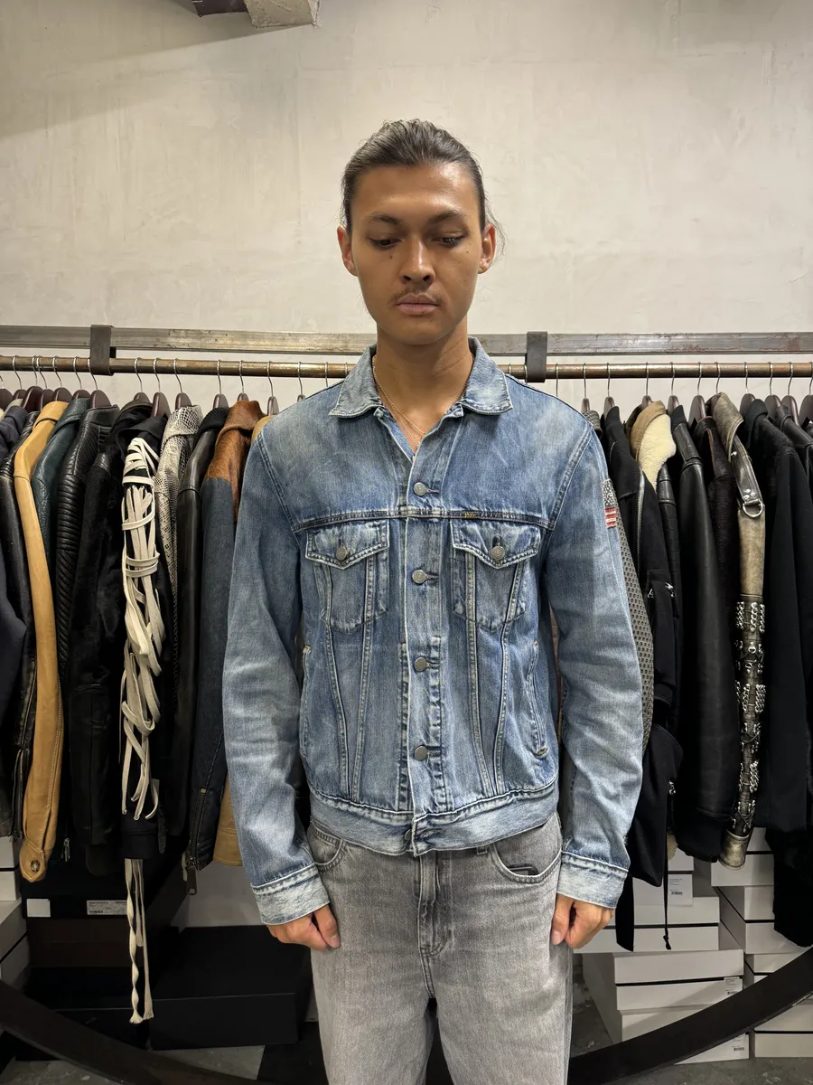 2010s Ralph Lauren USA Flag Blue Denim Jacket - Image 3