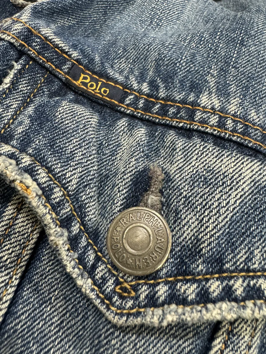 2010s Ralph Lauren USA Flag Blue Denim Jacket - Image 9