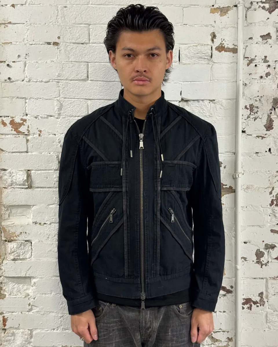 2010s Richmond Black Denim UK Flag Effect Jacket - Image 2