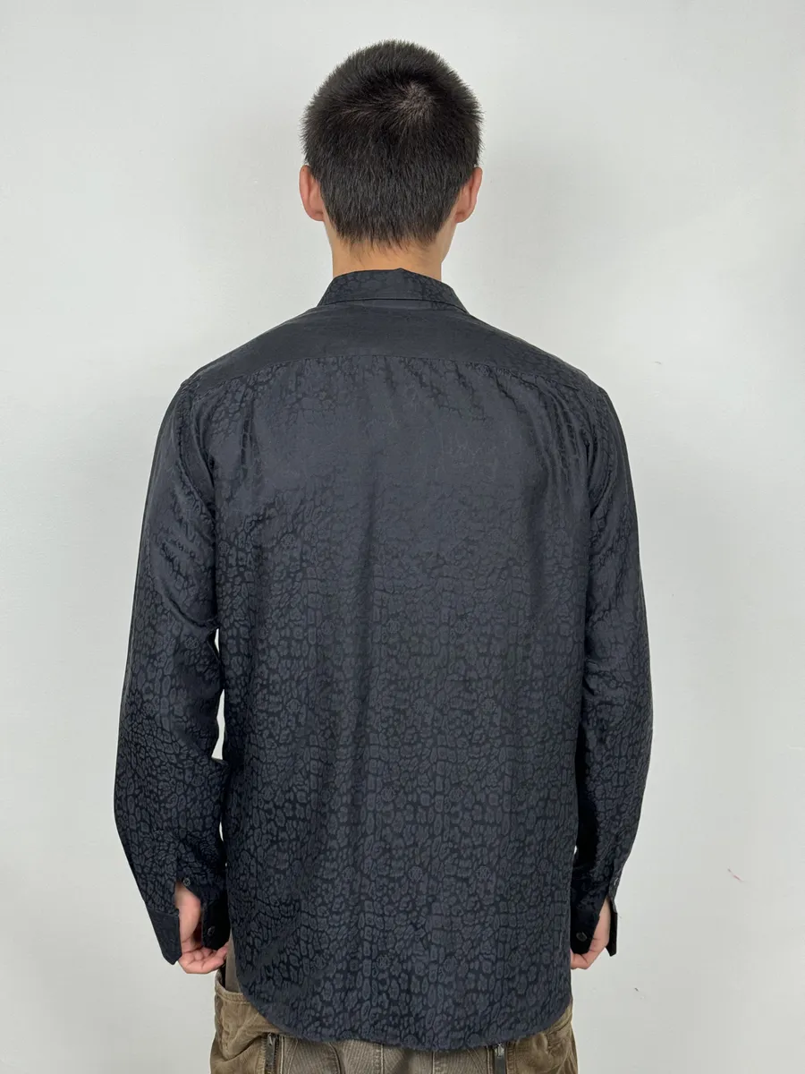 2010s Roberto Cavalli Black & Navy Leopard Print Mafia Shirt - Image 4