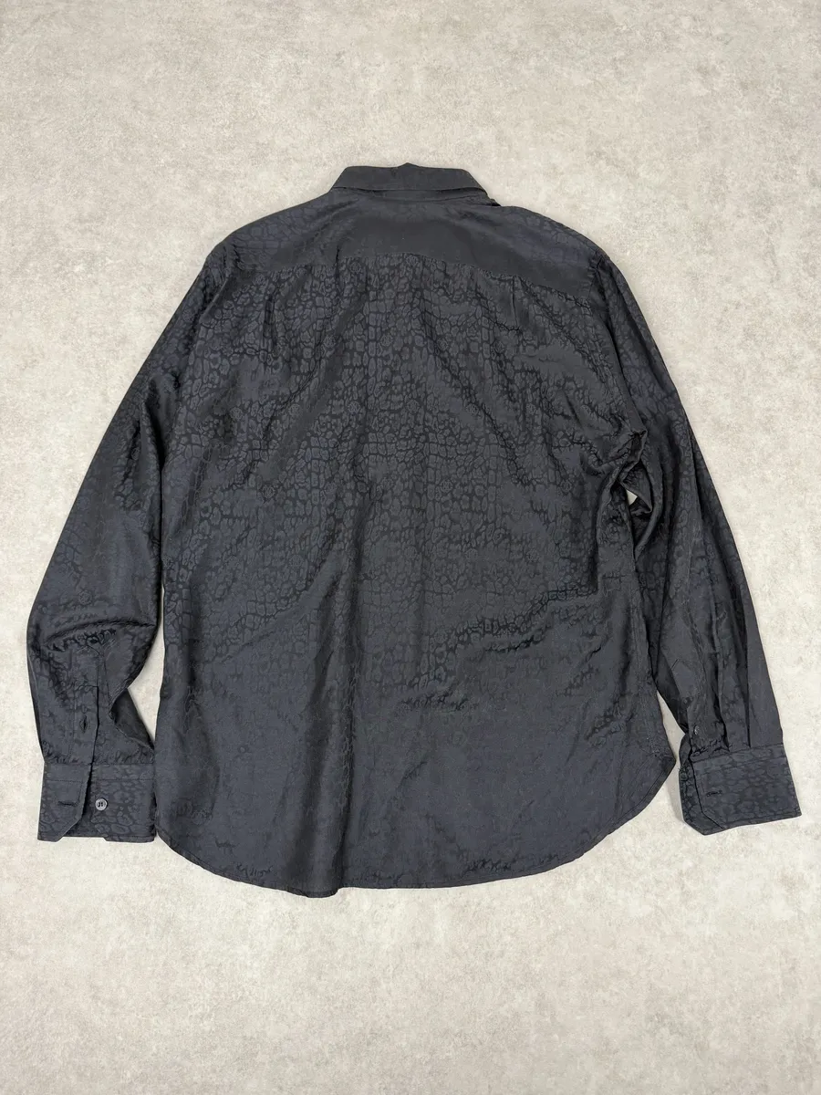 2010s Roberto Cavalli Black & Navy Leopard Print Mafia Shirt - Image 5