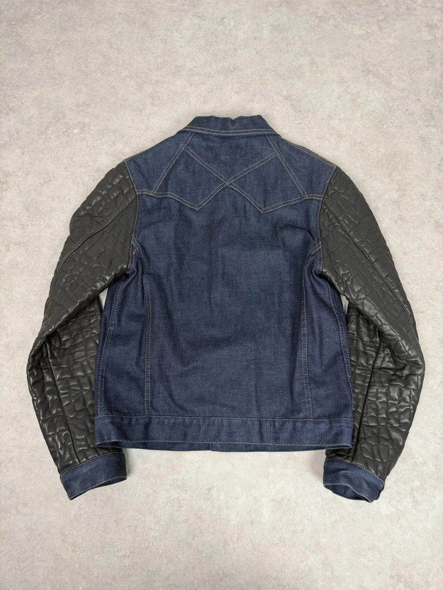 2010s Roberto Cavalli Brut Denim & Leather Premium Jacket - Image 4