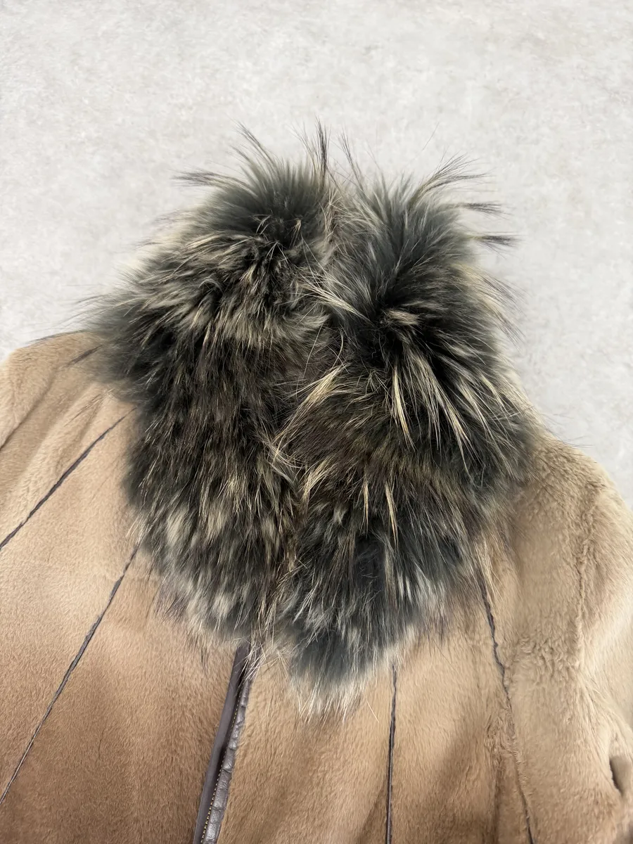 2010s Roberto Cavalli Gradient Leather Bomber Jacket with Faux Fur Collar - Image 12