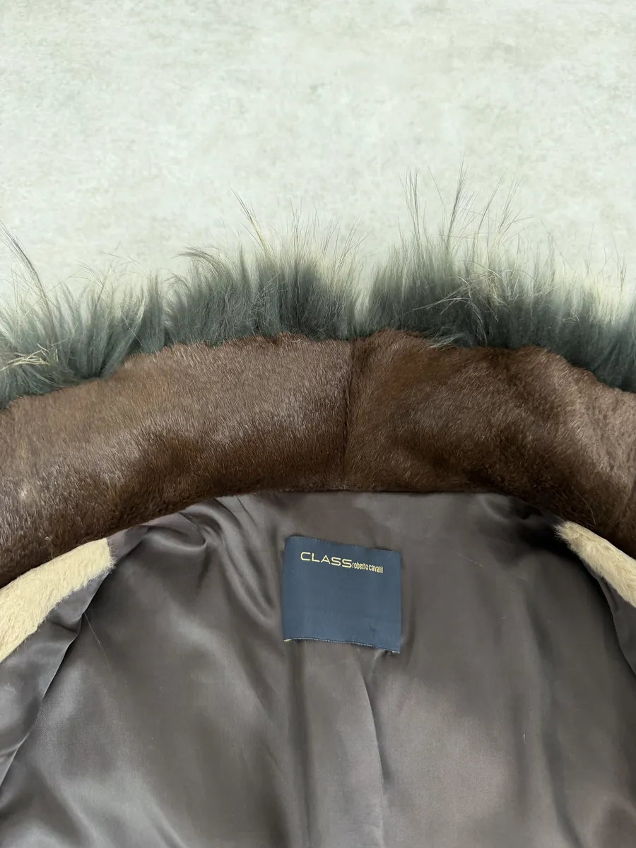 2010s Roberto Cavalli Gradient Leather Bomber Jacket with Faux Fur Collar - Image 8