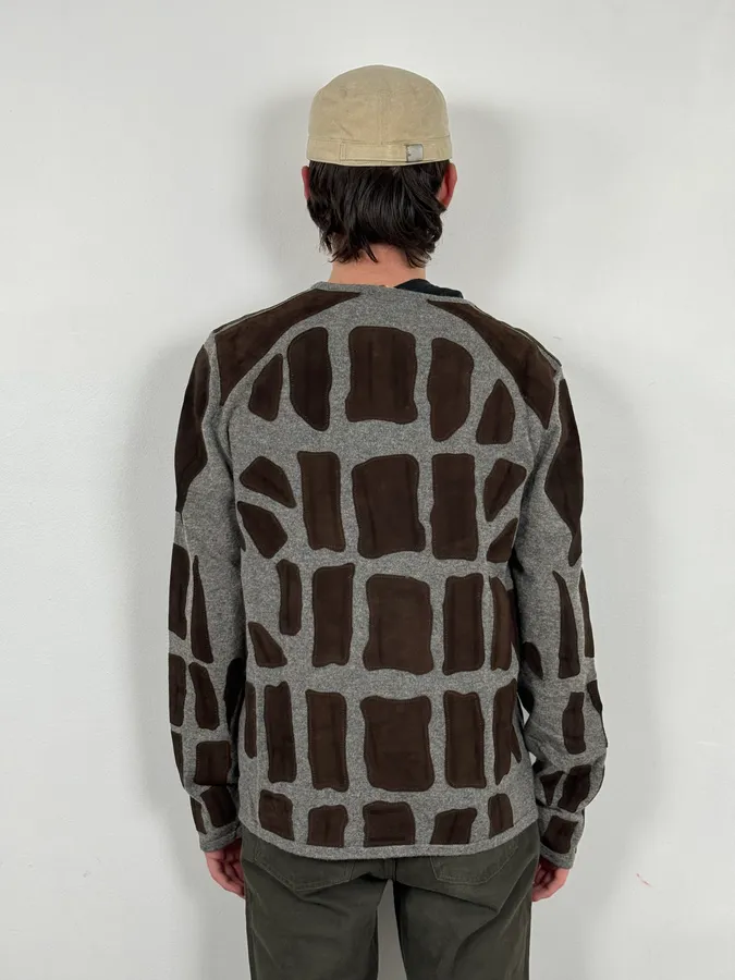 2010s Roberto Cavalli Grey & Brown Skeleton Relief Sweater - Image 3