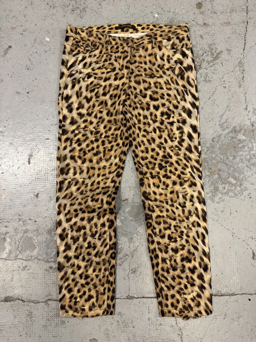 2010s Roberto Cavalli Grunge Leopard Print Pants