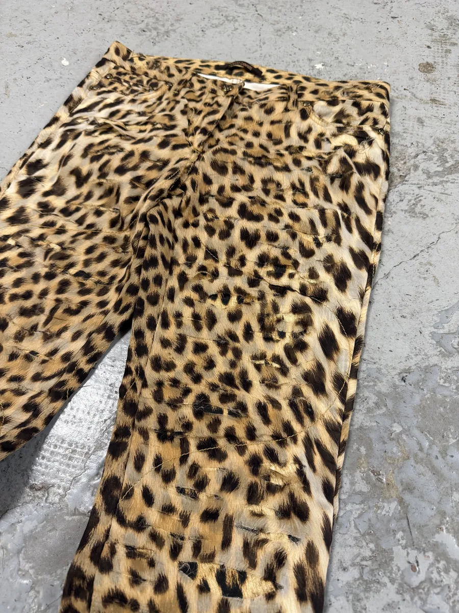 2010s Roberto Cavalli Grunge Leopard Print Pants - Image 6