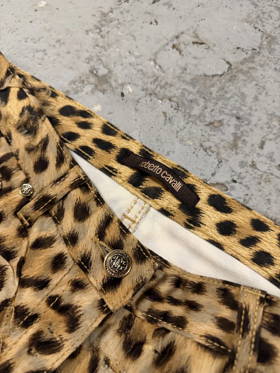 2010s Roberto Cavalli Grunge Leopard Print Pants - Image 8