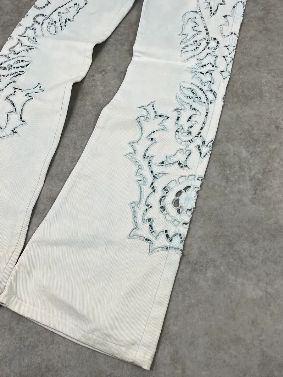 2010s Roberto Cavalli Leaves Tribal White Pants - Image 9