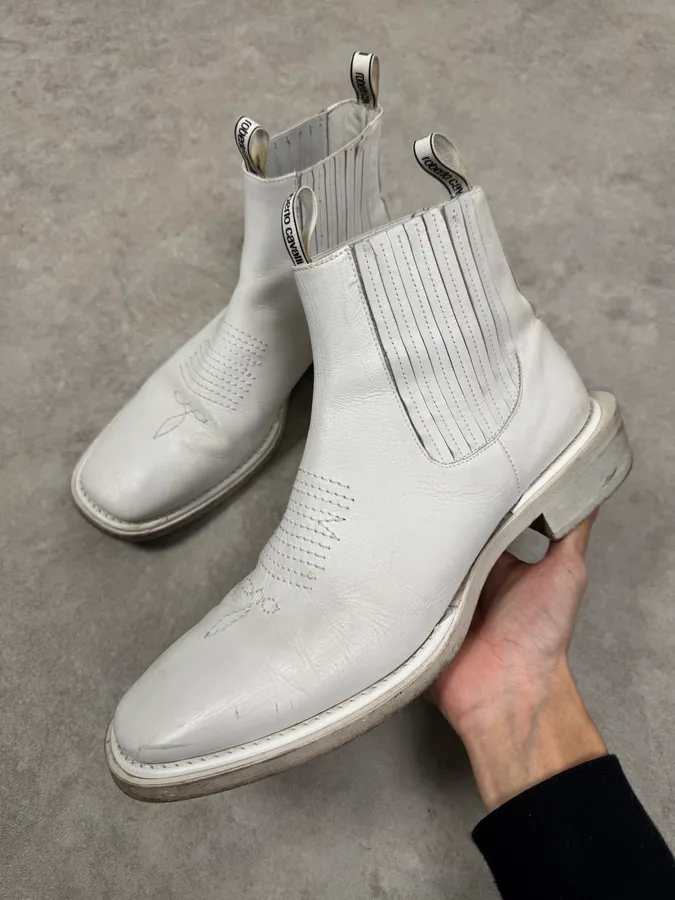 2010s Roberto Cavalli White Avant-Garde Leather Boots - Image 2