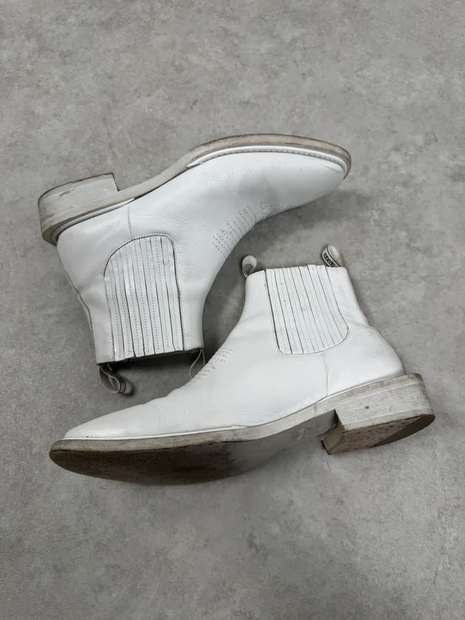 2010s Roberto Cavalli White Avant-Garde Leather Boots - Image 8