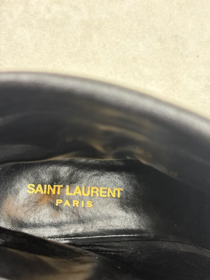 2010s Saint Laurent Black Leather Studded Boots - Image 8