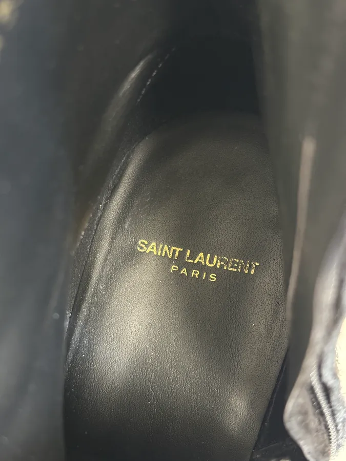 2010s Saint Laurent Black Suede Leather Ankle Boots - Image 11
